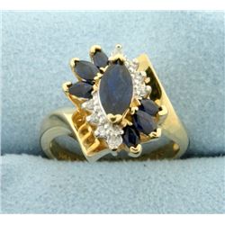 Sapphire and Diamond Ring in 14k Gold