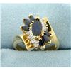 Image 1 : Sapphire and Diamond Ring in 14k Gold