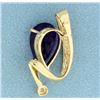 Image 2 : Amethyst and Diamond Pendant or Slide in 14K Yellow Gold