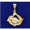 Image 2 : Akoya Pearl Dolphin Pendant in 14K Yellow Gold