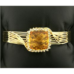 Heavy Citrine Gold Bangle Bracelet