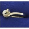 Image 2 : Pearl and Diamond Ring in 14K White Gold