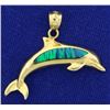 Image 1 : Black Opal Dolphin Pendant in 14K Gold