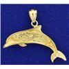 Image 2 : Black Opal Dolphin Pendant in 14K Gold