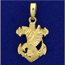 American Eagle on Anchor Pendant in 14K Yellow Gold