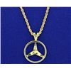 Image 2 : Peace Symbol/Mercedes Emblem Pendant on 14k Neck Chain