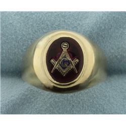 Lab Ruby Gold Masonic Ring