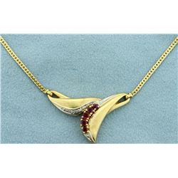 Ruby and Diamond Necklace in 14k Gold