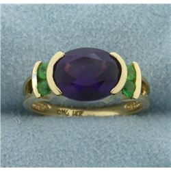 Amethyst and Peridot Ring in 14K Yellow Gold