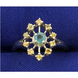 Color Changing Alexandrite and Fancy Yellow Diamond Ring in 14K White Gold