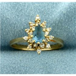 Aquamarine and Diamond Ring in 14K Yellow Gold