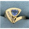 Image 1 : Tanzanite and Diamond Ring in 14K Yellow Gold