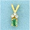 Image 1 : 3 Diamond and Peridot Pendant in 14K Yellow Gold