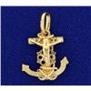 Image 1 : Crucifix Anchor Pendant in 14K Yellow Gold