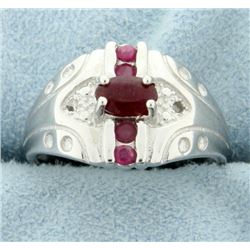 African Ruby and Diamond Fashion Ring