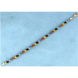 10ct TW Citrine, Amethyst, Garnet, and Blue Topaz Bracelet