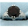 Image 1 : Huge 3.8ct round Garnet Ring with Diamonds