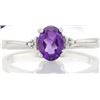 Image 2 : Amethyst and Diamond Ring in Sterling Silver