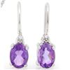 Image 1 : Amethyst and Diamond Earrings and Pendant SET in Sterling Silver