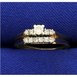 Diamond Wedding Ring Set in 14K Yellow Gold