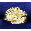 Image 1 : 1ct TW Baguette and Round Diamond Ring in 14K Yellow Gold