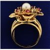 Image 3 : Vintage Ruby and Pearl Flower Ring