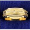 Image 1 : 14k Yellow Gold Wedding Band Ring With Beaded Edge and Unique Design