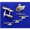 Image 6 : Diamond and Black Sapphire Cufflinks, Tie Tack, and Tuxedo Stud Set