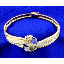 Star Sapphire and Diamond Bangle bracelet