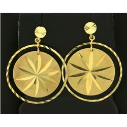 Round Star Design Dangle Earrings