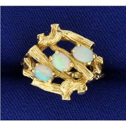 Tree or Natured Themed Opal Ring in 14k Gold