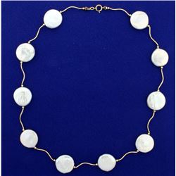 Natural Mother of Pearl Necklace in 14k Gold
