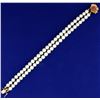 Image 1 : Double Strand Akoya Pearl Bracelet with 14k gold and Ruby Clasp