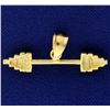 Image 2 : Barbell Weight Lifting Charm in 14k Gold