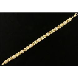7 Inch Diamond Cut Designer Bracelet in Yellow and White Gold