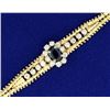 Image 2 : Italian Made Sapphire and Diamond Designer Bracelet in 14k Gold