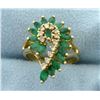 Image 1 : 2 Ct TW Emerald and Diamond Cocktail Ring in 14k Gold