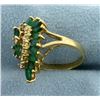 Image 2 : 2 Ct TW Emerald and Diamond Cocktail Ring in 14k Gold