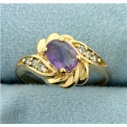 14k Amethyst and Diamond Ring