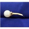 Image 2 : Akoya Pearl and Diamond Ring in 14k Gold