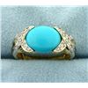 Image 1 : Persian Turquoise and Diamond Ring in 14k Gold