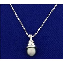 Tahitian Pearl Pendant on 16 Inch Neck Chain in 14k White Gold