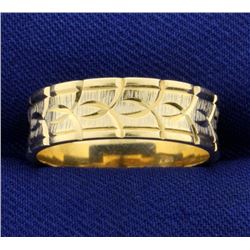 Unique Pattern 14k Gold Wedding Band Ring