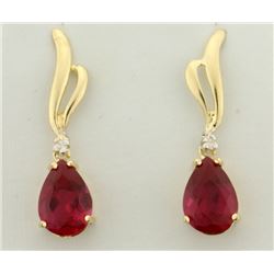 4ct TW Ruby And Diamond Drop Dangle Earrings in 14k Gold