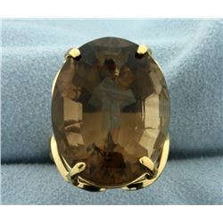 Huge 40ct Smokey Topaz Statement Ring in 18k Gold
