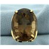 Huge 40ct Smokey Topaz Statement Ring in 18k Gold