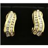 Image 1 : 1ct TW Baguette and Round Diamond Earrings in 14k Gold