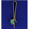 Image 2 : Natural Emerald Tie Clip in 18k Gold