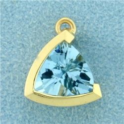 3ct Natural Aquamarine Triangular Pendant in 14k Gold