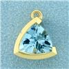 Image 1 : 3ct Natural Aquamarine Triangular Pendant in 14k Gold